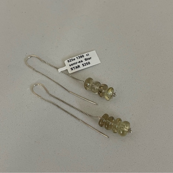 One of a kind Citrine 8mm rondells on threader earrings - Picture 2 of 10